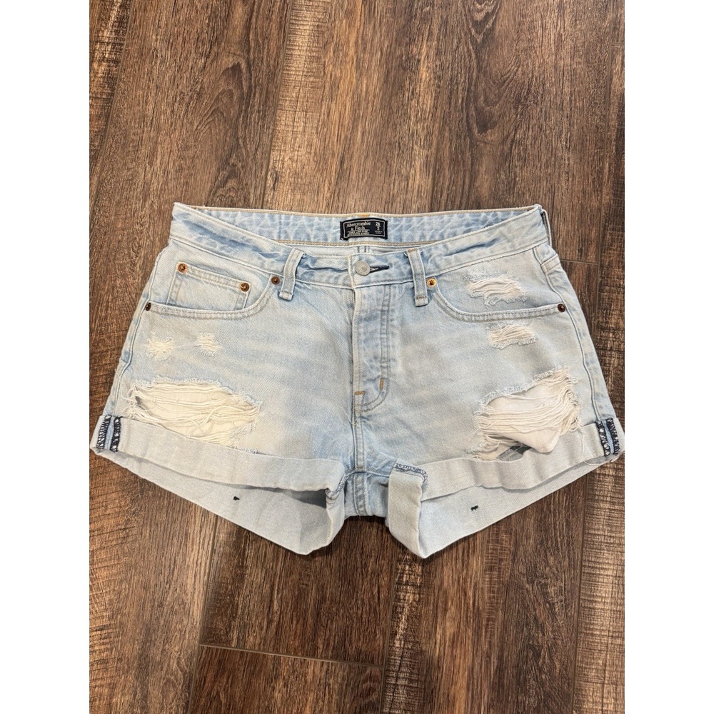Abercrombie & Fitch Women's Denim Cut-Off Shorts Low Rise Distressed Size 26/2